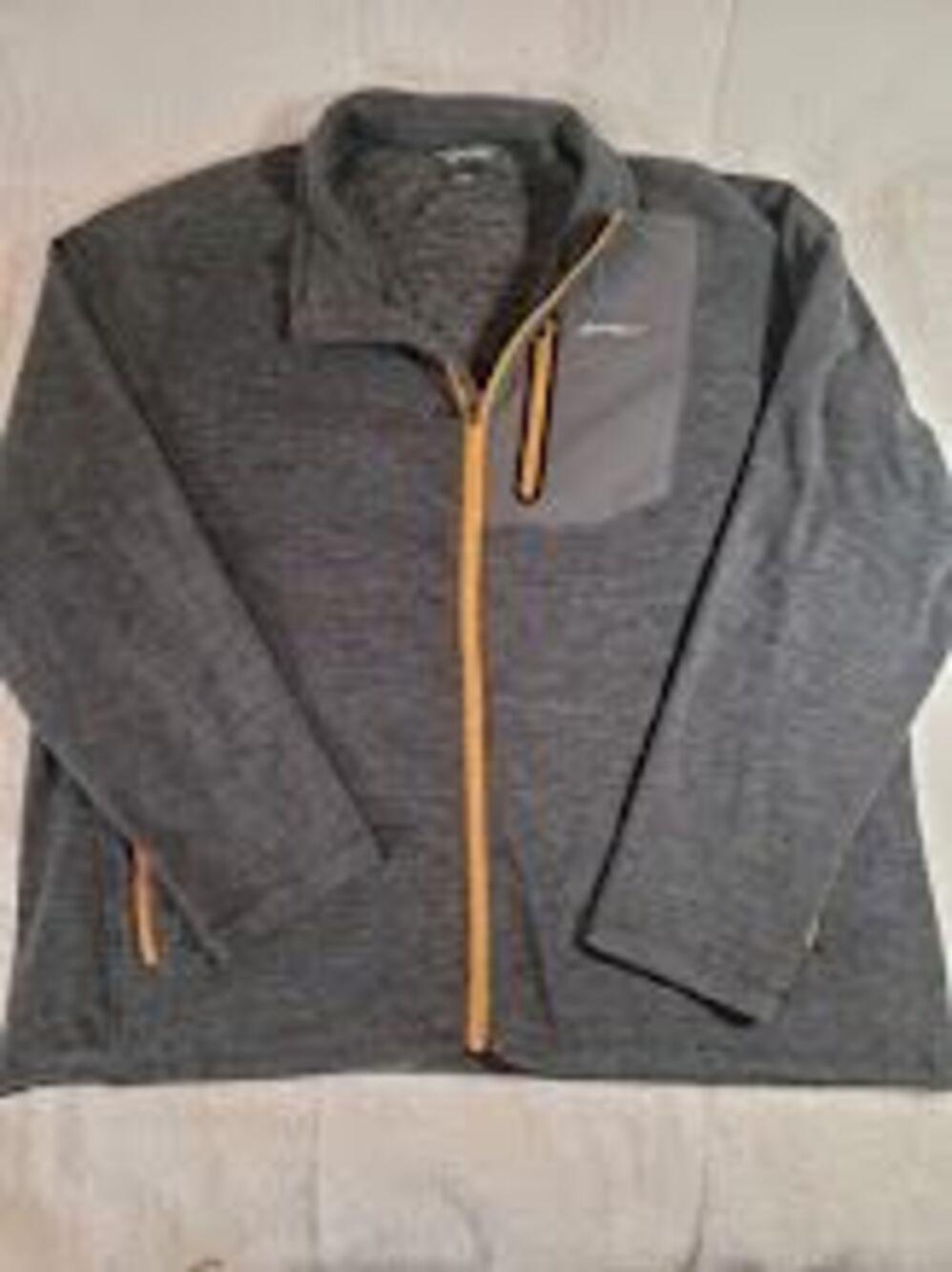 Eddie Bauer Men's XL Gray Fleece Jacket with Orange Zippers #-Q